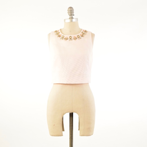 ❌SOLD❌Eliza J Blush Pink Jeweled Crop Top - Picture 4 of 7
